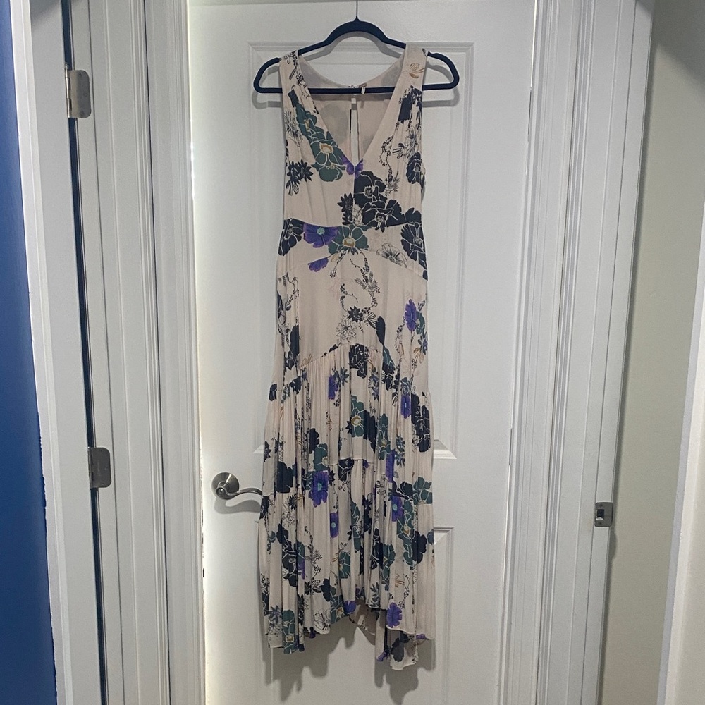 Free People Floral Maxi Skirt in Cream and Black